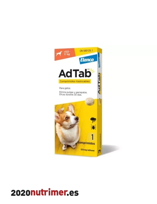 ADTAB 225 MG COMP MASTICABLE PERRO 55-11KG 1 COMP |  Antiparasitarios