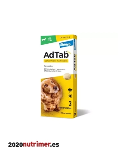 ADTAB 450 MG COMP MASTICABLE PERRO  11-22 KG 3 COMP |  Antiparasitarios