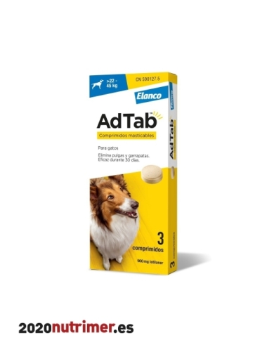 ADTAB 900 MG COMP MASTICABLE PERRO  22-45 KG 3 COMP |  Antiparasitarios