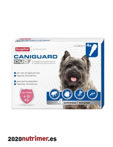 CANIGUARD DUO S 4 a 10 kg 4 pip |  Antiparasitarios