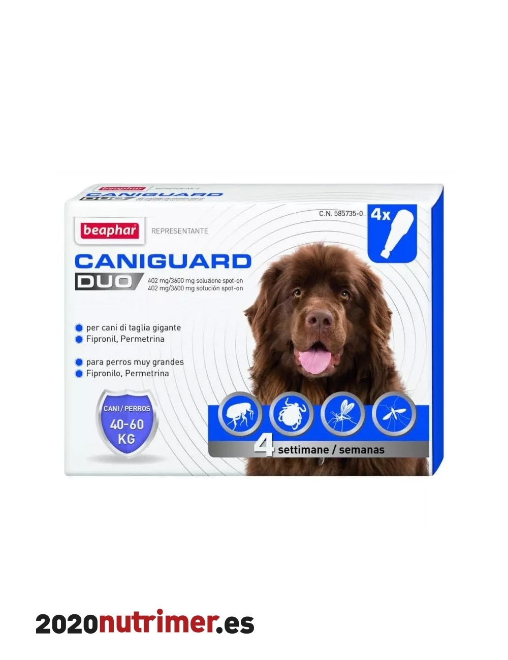 CANIGUARD DUO XL 40 a 60 kg 4 pip |  Antiparasitarios