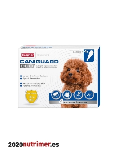 CANIGUARD DUO XS 15 a 4 kg 4 pip |  Antiparasitarios