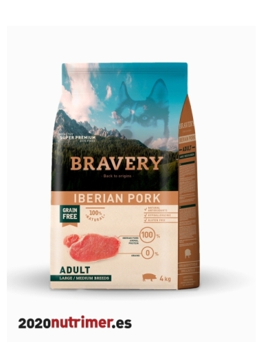 IBERIAN PORK ADULT LARGE/MEDIUM BREEDS 4 KG |Alimentación Perro | BRAVERY DOG