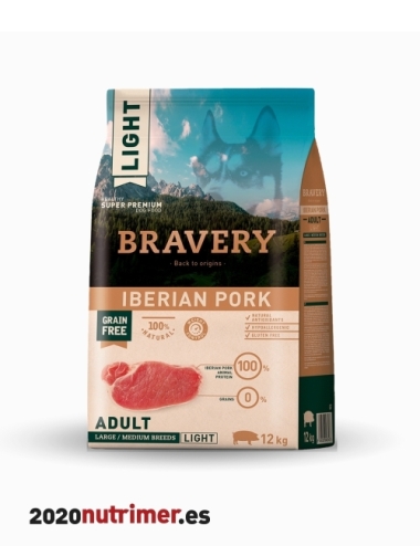 BRAVERY DOG IBERIAN PORK ADULT LIGHT LARGE/MEDIUM 12 KG |Alimentación Perro | BRAVERY DOG