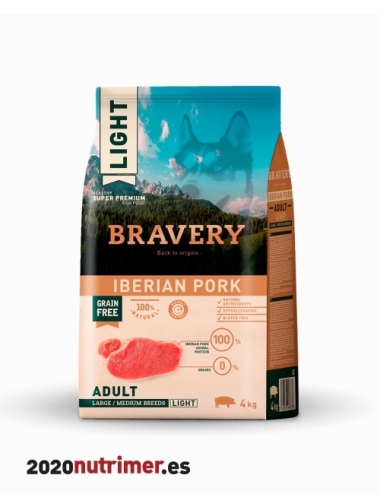 BRAVERY DOG IBERIAN PORK ADULT LIGHT LARGE/MEDIUM 4KG |Alimentación Perro | BRAVERY DOG