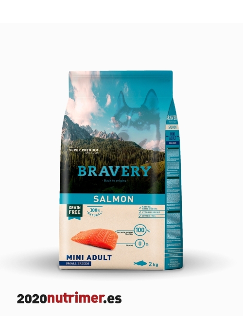 BRAVERY DOG SALMON MINI ADULT SMALL BREEDS / MEDIUM BREEDS 2Kg |Alimentación Perro | BRAVERY DOG