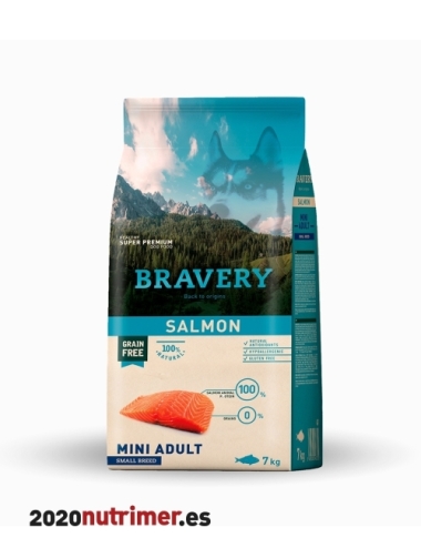 BRAVERY DOG SALMON MINI ADULT SMALL BREEDS / MEDIUM 7 kg |Alimentación Perro | BRAVERY DOG