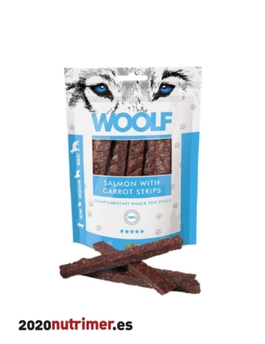 Woolf Tiras de Salmón con Zanahorias 100gr  | Snacks Perros