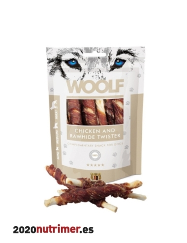 Woolf Palitos Cuero Crudo y Pollo 100gr  | Snacks Perros