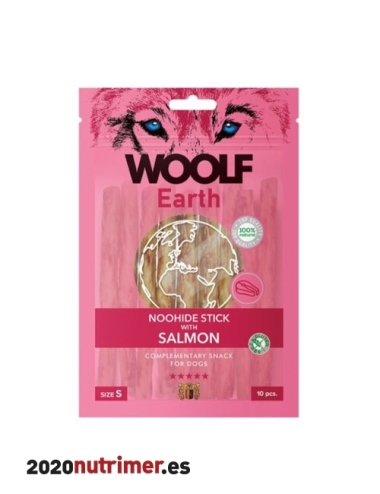 Woolf Earth Noohide M Barrita Plana con Salmón 90gr | Snacks Perros