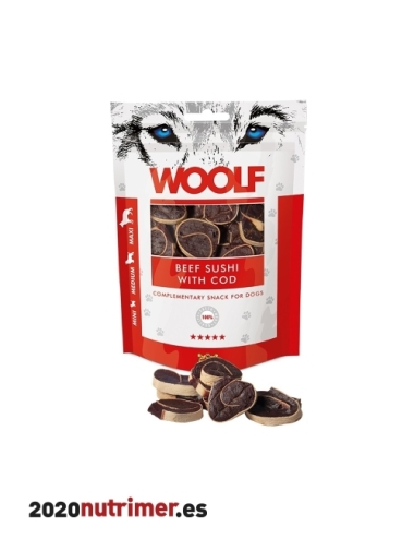 Woolf Sushi Ternera y Bacalao 100gr | Snacks Perros