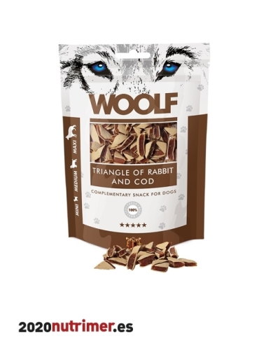 Woolf Triángulos de Conejo y Bacalao 100gr | Snacks Perros