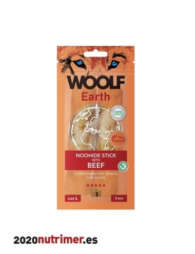 Woolf Earth Noohide L Barrita con Ternera 85gr | Snacks Perros