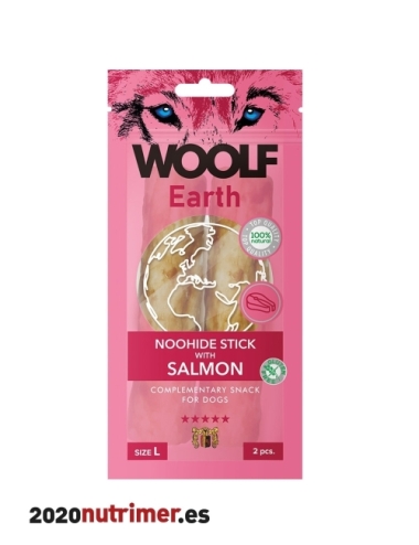 Woolf Earth Noohide L Barrita con Salmón 85gr | Snacks Perros