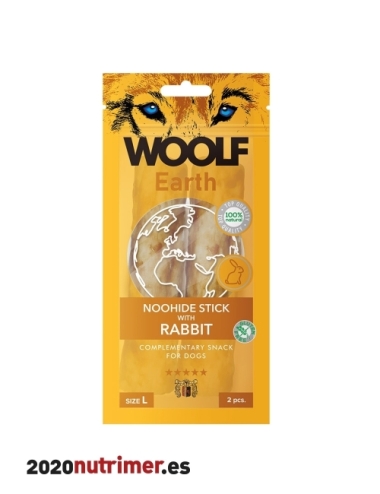 Woolf Earth Noohide L Barrita con Conejo 85gr | Snacks Perros