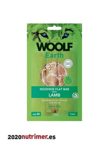 Woolf Earth Noohide M Barrita Plana con Cordero 90gr | Snacks Perros