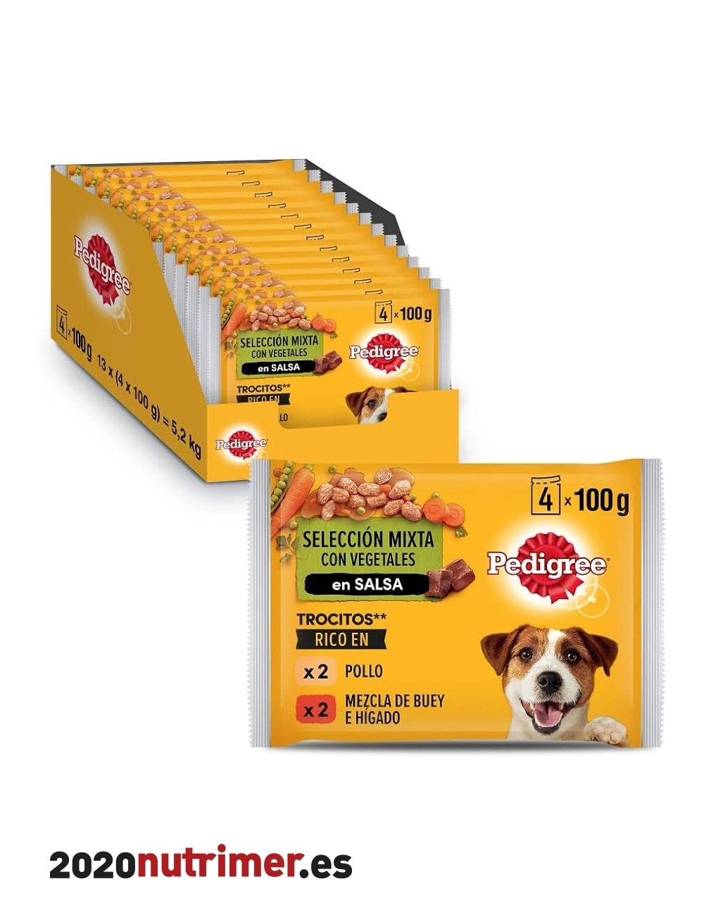 Pedigree PACK POLLO, BUEY y VERDURAS 13x4x100g | Comida Humeda | Pedigree| Nutrimer