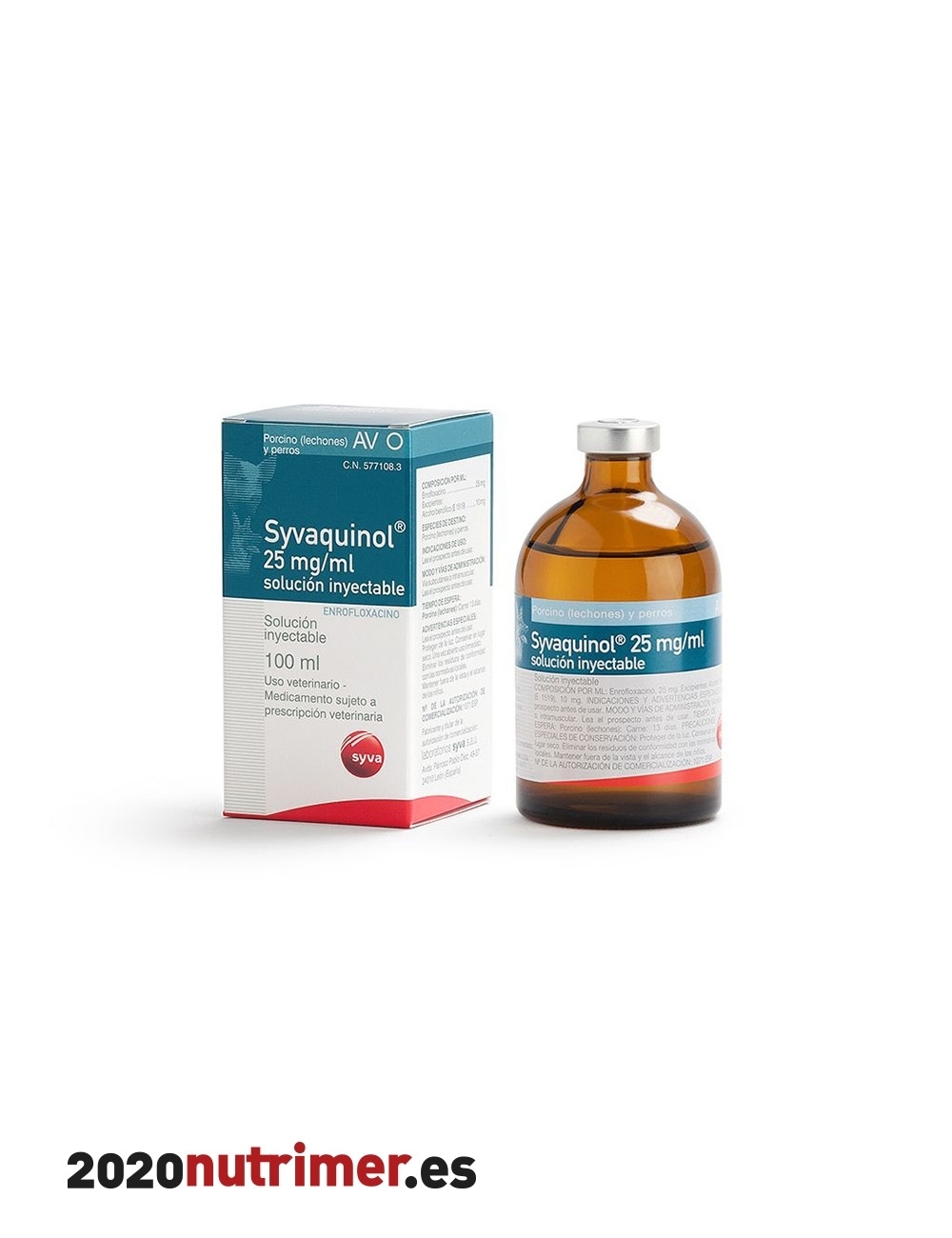 SYVAQUINOL 25mg/ml INY (100 ml) | Antibioticos