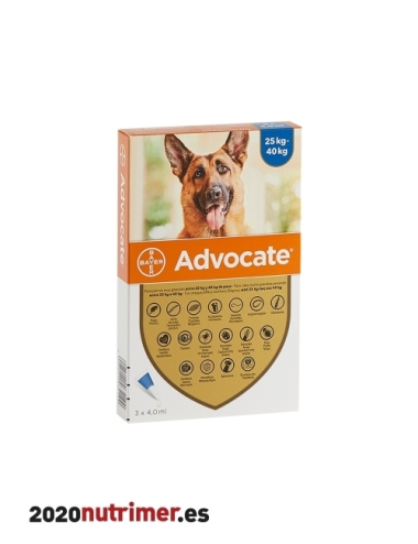 ADVOCATE PERRO 25 a 40 Kg (3 pip)| Antiparasitarios