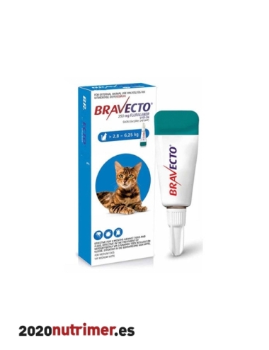 BRAVECTO GATO spot on - 250mg (1pip) 2.8-6.25 kg| Antiparasitarios