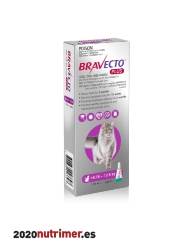 BRAVECTO Plus GATO grande 6.25 a 12.5 kg| Antiparasitarios