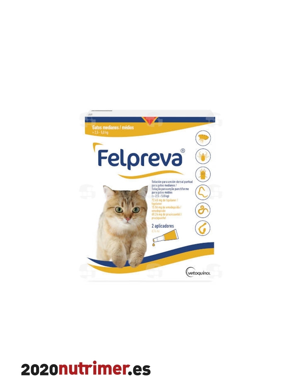 FELPREVA GATOS MEDIANO 2.5-5 KG 2 PIP| Antiparasitarios