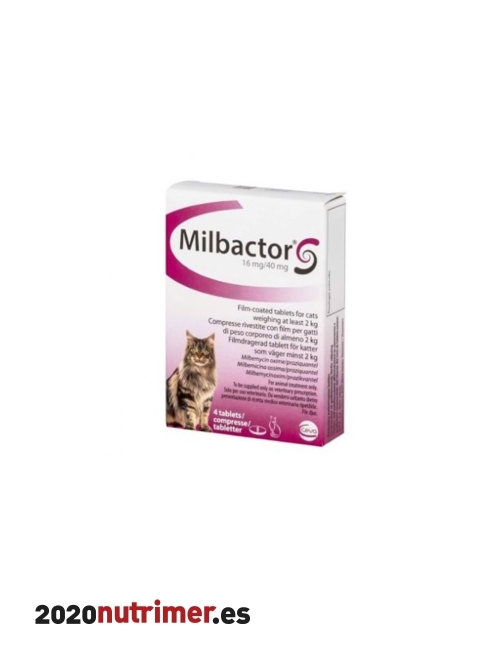 MILBACTOR GATOS 16 MG/40 MG + 2KG 4 Comp| Antiparasitarios