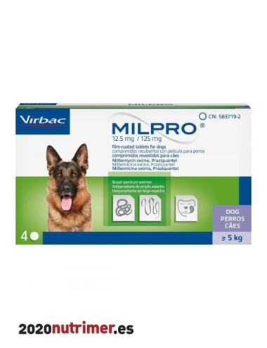 MILPRO 12.5MG/125MG PERRO GRANDE 5 - 25 Kg (1 comp)| Antiparasitarios