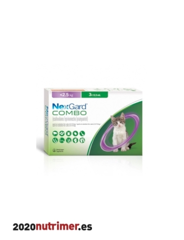 NEXGARD COMBO GATOS -2.5KG 3PIP| Antiparasitarios