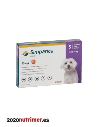 SIMPARICA 10MG 2,5-5 KG (3comp)| Antiparasitarios