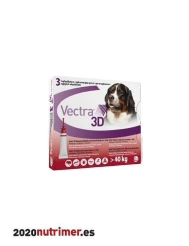 VECTRA 3D PERRO +40KG 3 PIPETAS SOLUCION SPOT ON| Antiparasitarios