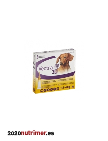 VECTRA 3D PERRO 1,5-4 KG 3 PIPETAS SOLUCION SPOT ON| Antiparasitarios