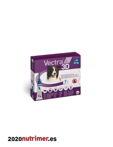 VECTRA 3D PERRO 10-25 KG 12 PIPETAS SOLUCION SPOT ON| Antiparasitarios